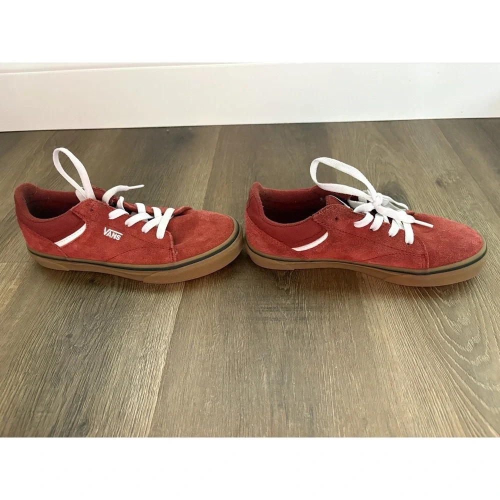 Vans‎ Seldan Lace Up Gum Sidewall Skate Sneaker Youth 3.5 Dark Red Pomegranate